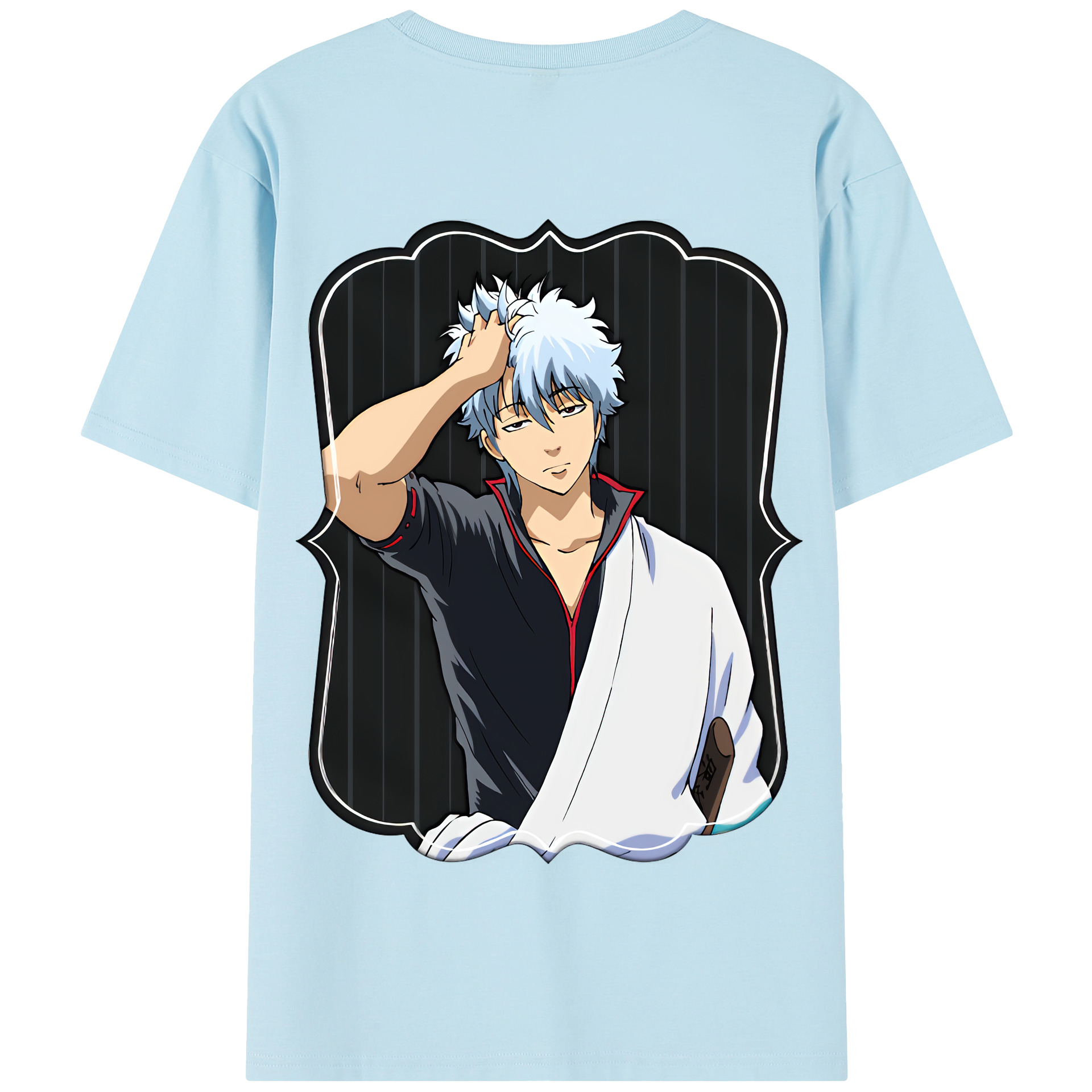 （画像用） ぎんたま 坂田銀時（さかたぎんとき） 神楽 志村新八（しむら しんぱち） GINTAMA Sakata Gintoki Kagura Shimura Shinpachi 綿100％半袖Tシャツ（背面プリント）
